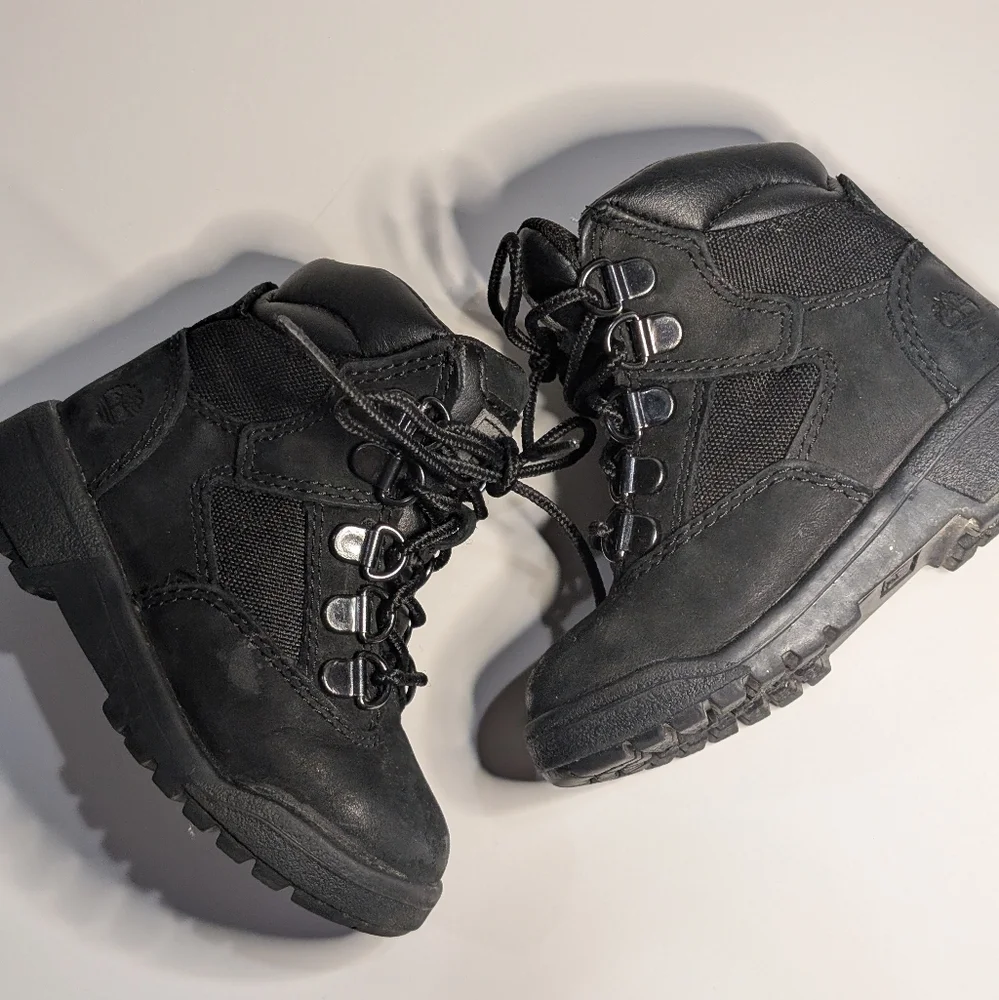 🖤 Timberland Black Leather Toddler Boots (Size 7)